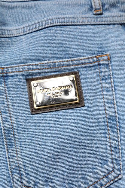 Dolce &amp; Gabbana Blå Bomull Skinny Herrjeans Med Mellanhög Midja