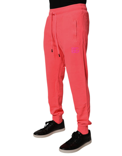 Dolce &amp; Gabbana Neonröda Bomull Jogger Herr Träningsbyxor Byxor