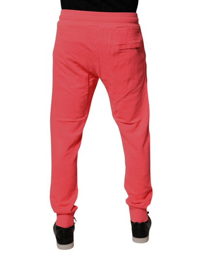 Dolce &amp; Gabbana Neonröda Bomull Jogger Herr Träningsbyxor Byxor