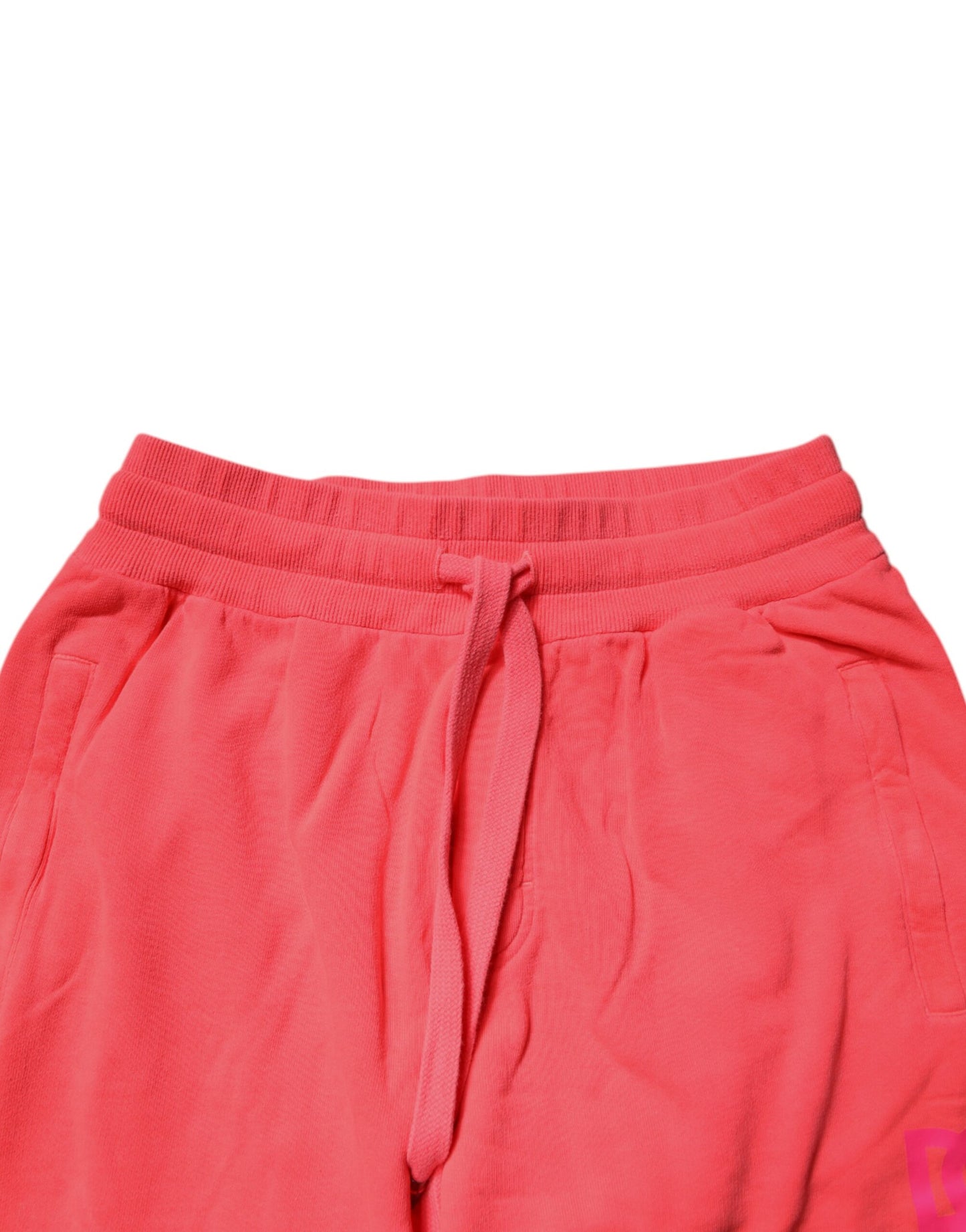 Dolce &amp; Gabbana Neonröda Bomull Jogger Herr Träningsbyxor Byxor