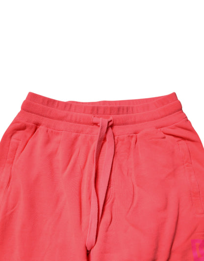 Dolce &amp; Gabbana Neonröda Bomull Jogger Herr Träningsbyxor Byxor