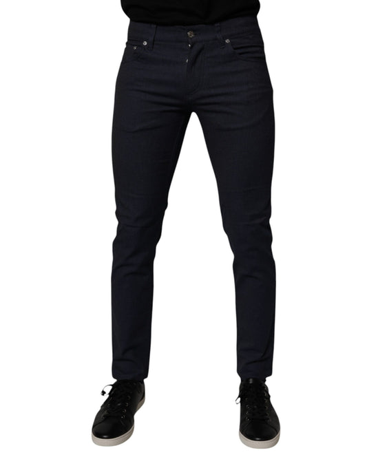 Dolce &amp; Gabbana mörkblå bomullsstretchiga skinny denimjeans