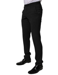 Dolce & Gabbana Black Polyester Tapered Formal Men Dress Pants