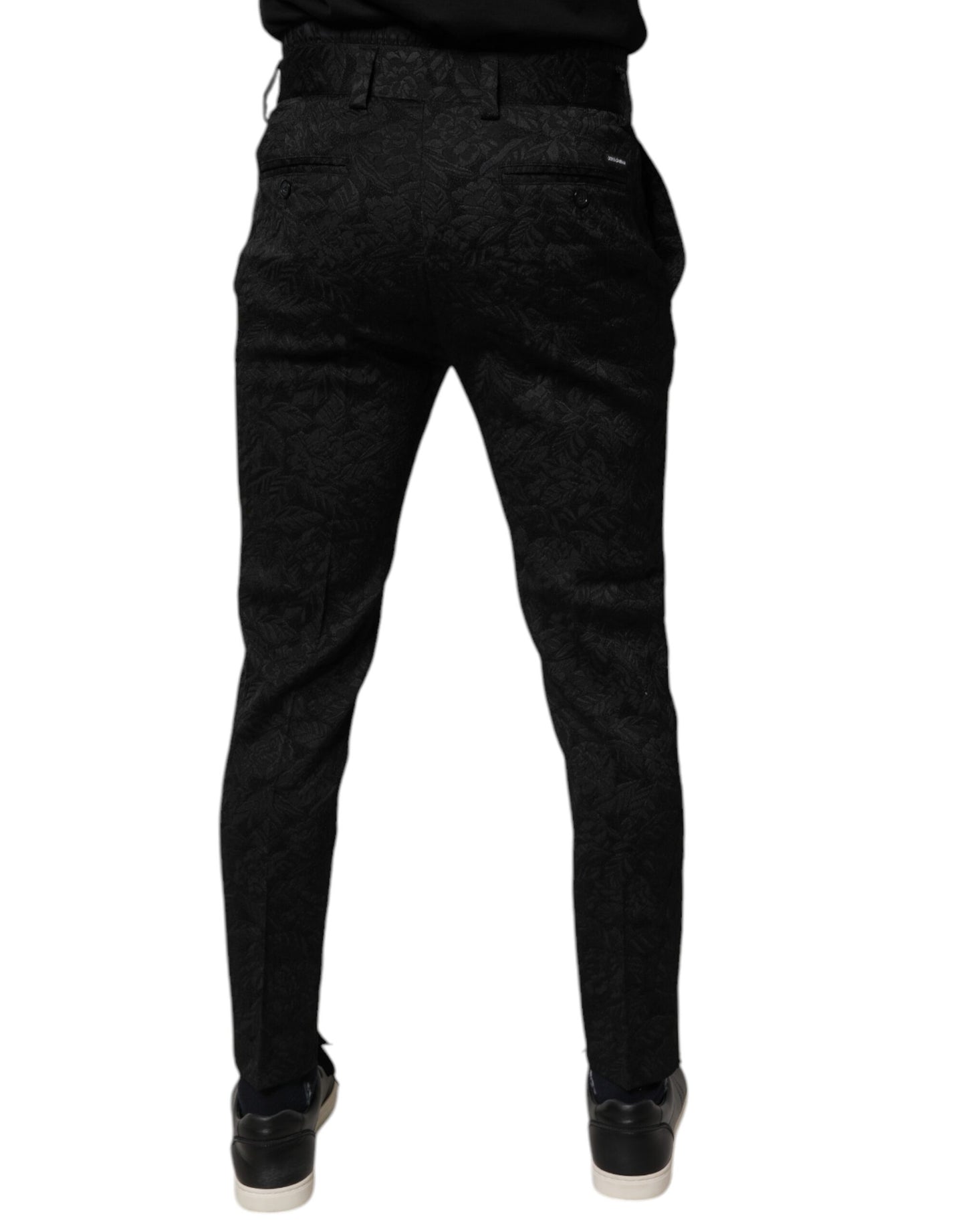 Dolce &amp; Gabbana Svarta Brokad Polyester Skinny Dressbyxor