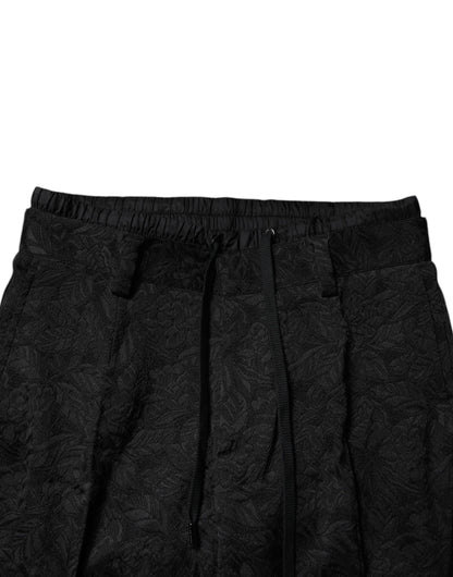 Dolce &amp; Gabbana Svarta Brokad Polyester Skinny Dressbyxor