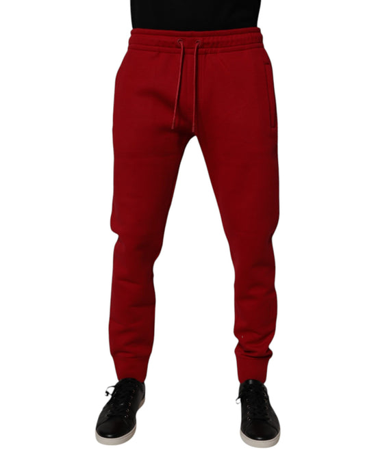 Dolce &amp; Gabbana Röda DG Logo Bomull Jogger Herr Träningsbyxor