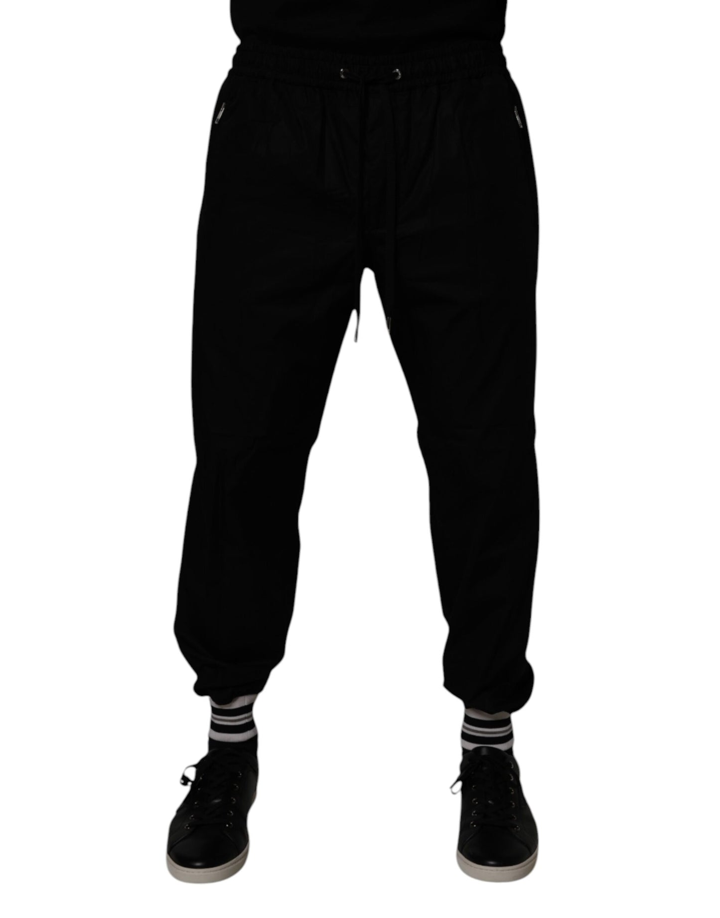 Dolce &amp; Gabbana Svarta Bomull Herr Jogger Träningsbyxor Byxor