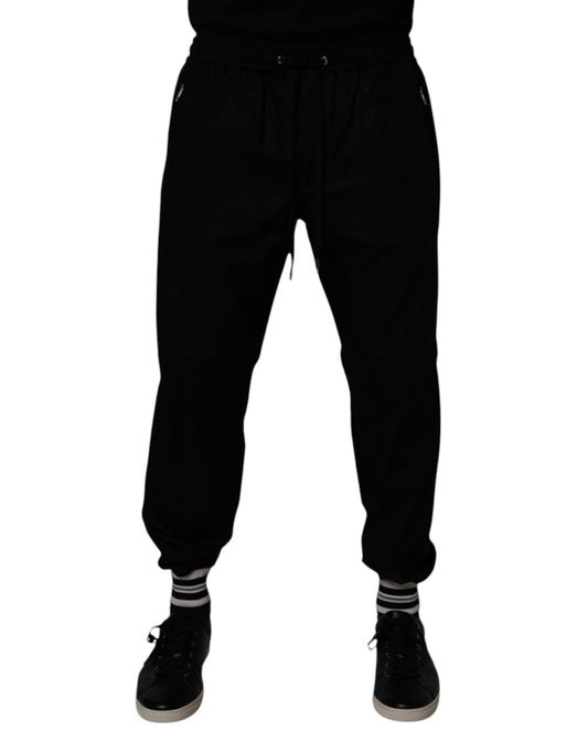 Dolce &amp; Gabbana Svarta Bomull Herr Jogger Träningsbyxor Byxor