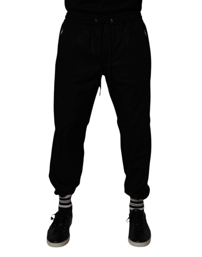 Dolce &amp; Gabbana Svarta Bomull Herr Jogger Träningsbyxor Byxor
