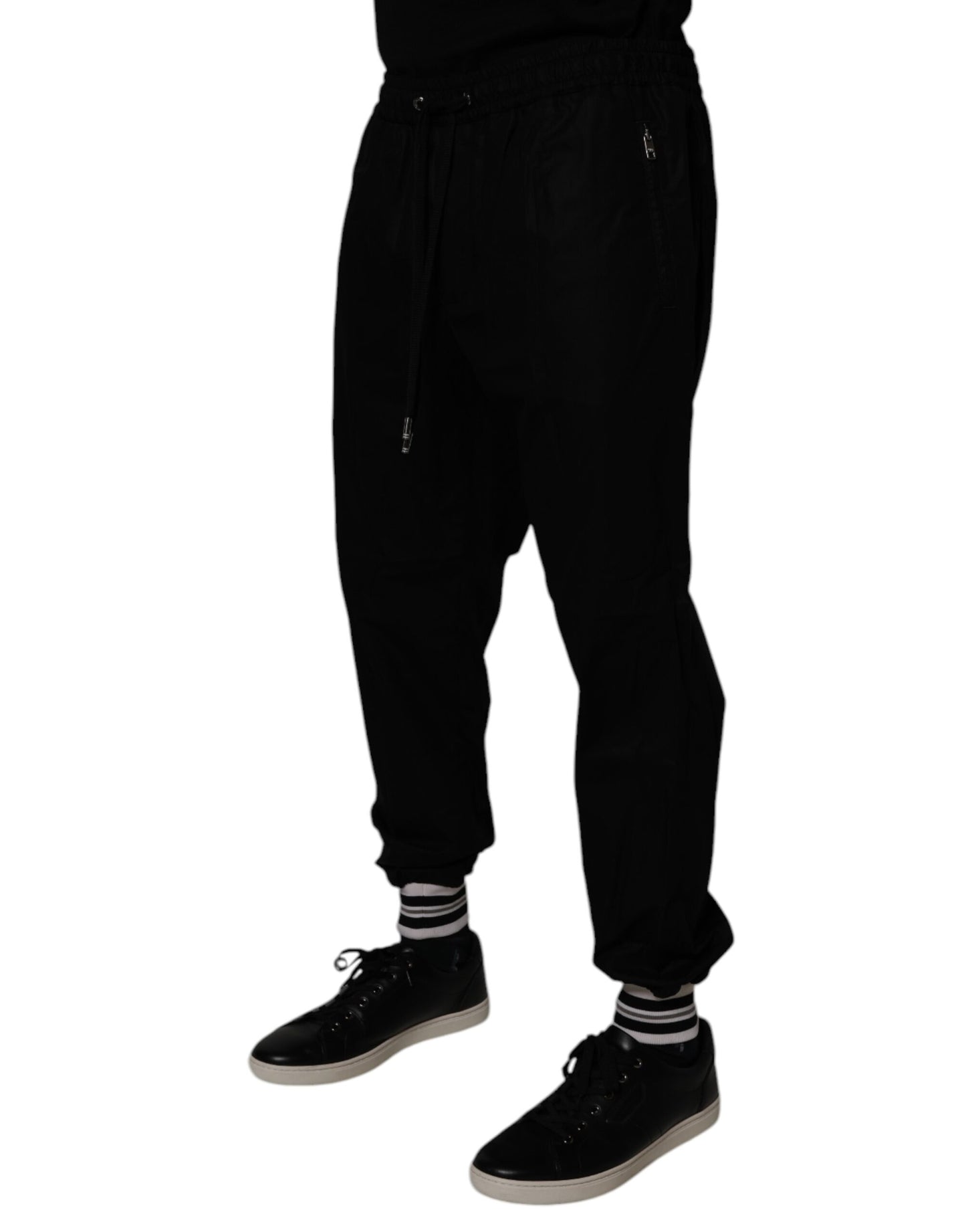 Dolce &amp; Gabbana Svarta Bomull Herr Jogger Träningsbyxor Byxor