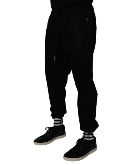 Dolce &amp; Gabbana Svarta Bomull Herr Jogger Träningsbyxor Byxor