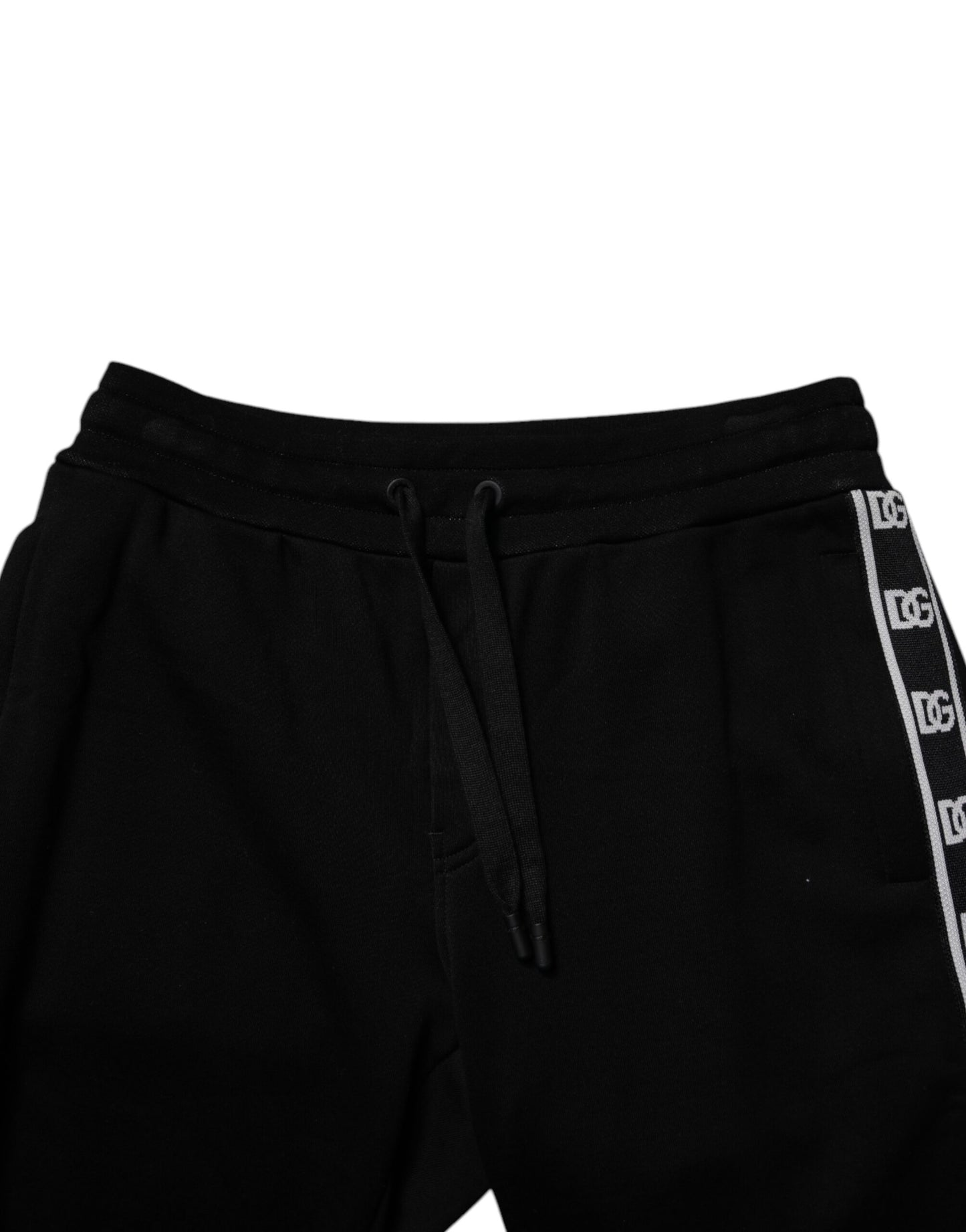 Dolce &amp; Gabbana Svarta Träningsbyxor i Bomullsblandning med Croppad Tryck