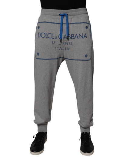 Dolce &amp; Gabbana Grå Logotyp Bomull Herr Joggingbyxor