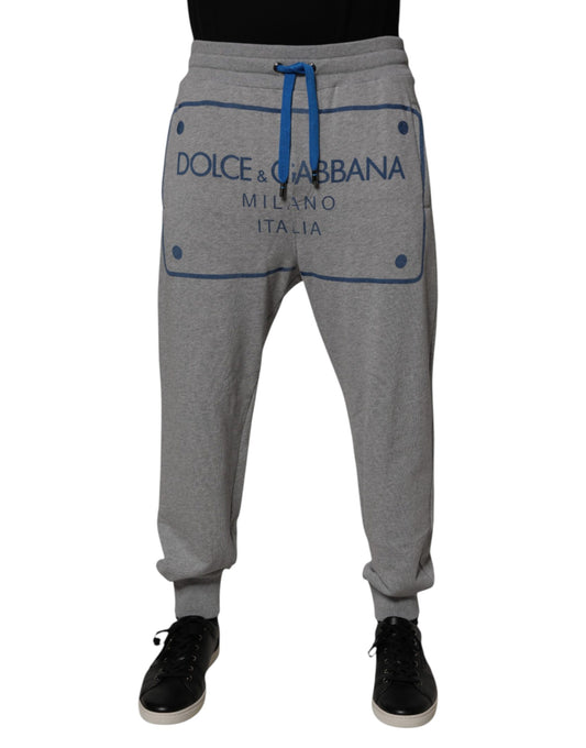 Dolce &amp; Gabbana Grå Logotyp Bomull Herr Joggingbyxor
