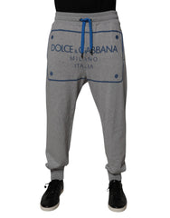 Dolce & Gabbana Gray Logo Cotton Men Jogger Sweatpants Pants