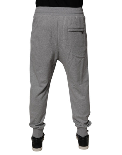 Dolce &amp; Gabbana Grå Logotyp Bomull Herr Joggingbyxor