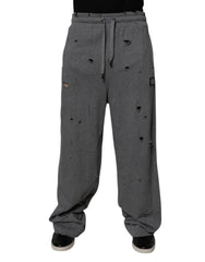 Dolce & Gabbana Gray Cotton RipStyle Straight Sweatpants Pants