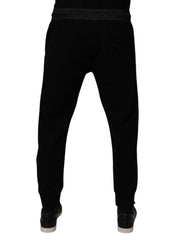 Dolce & Gabbana Black Cotton Blend Men Jogger Sweatpants Pants
