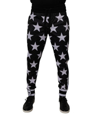 Dolce & Gabbana Black White Stars Jogger Men Sweatpants Pants