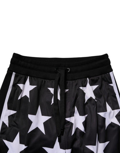 Dolce &amp; Gabbana Svarta Vita Stjärnor Jogger Herr Träningsbyxor Byxor