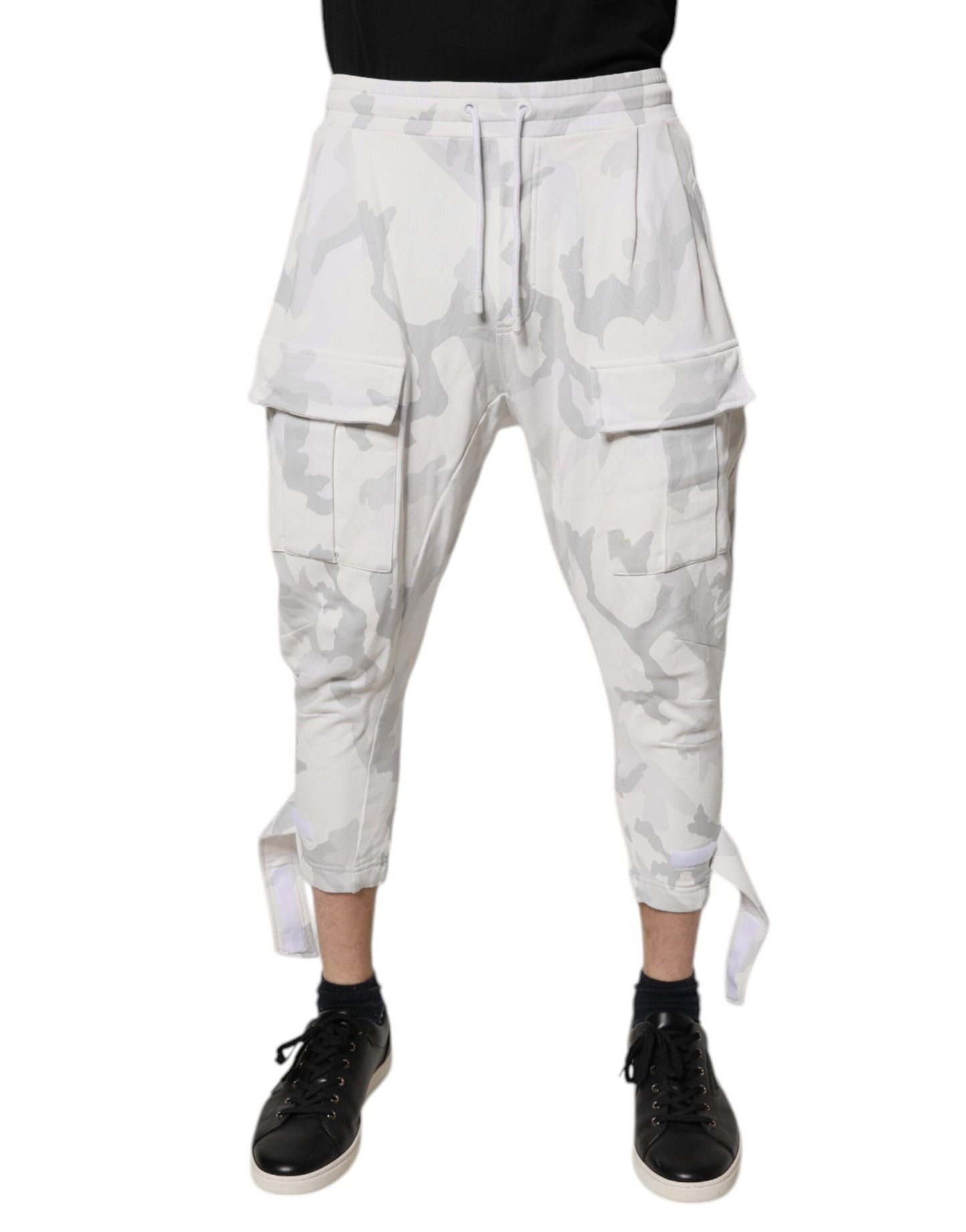 Dolce &amp; Gabbana hvite kamuflasje cargo jogger joggebukser