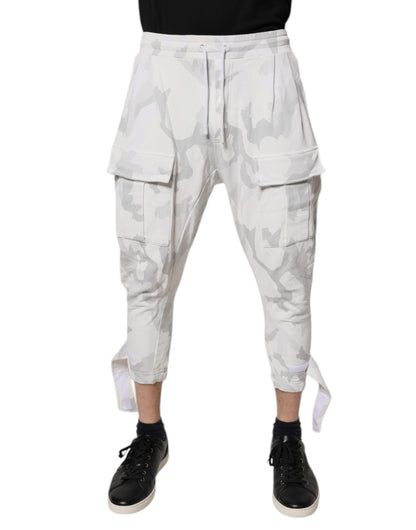 Dolce &amp; Gabbana hvite kamuflasje cargo jogger joggebukser