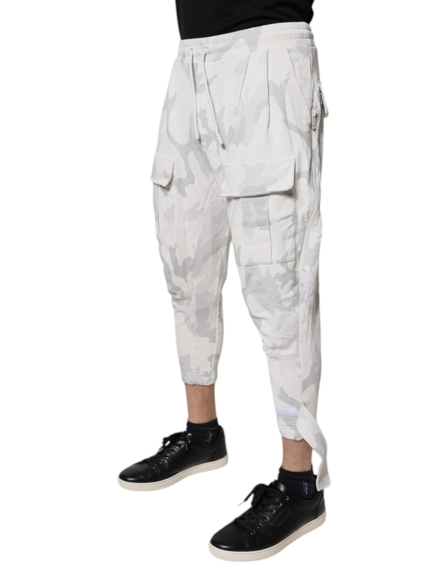 Dolce &amp; Gabbana hvite kamuflasje cargo jogger joggebukser