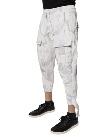 Dolce &amp; Gabbana hvite kamuflasje cargo jogger joggebukser