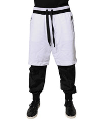 Dolce & Gabbana Black White Cotton Layered Sweatpants Pants
