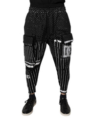 Dolce & Gabbana Black Polka Dot Stripes Cargo Jogger Sweatpants Pants