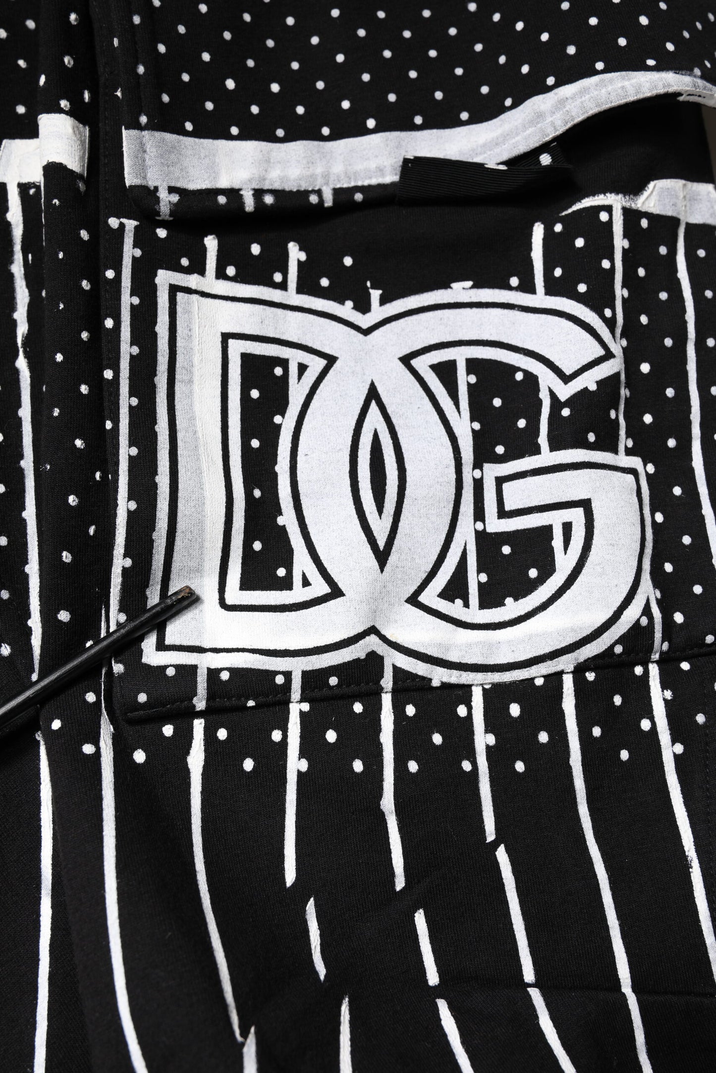 Dolce &amp; Gabbana Svarta Prickiga Randiga Cargo Jogger Träningsbyxor