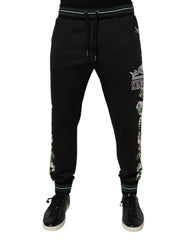 Dolce & Gabbana Black Floral King Men Jogger Sweatpants Pants