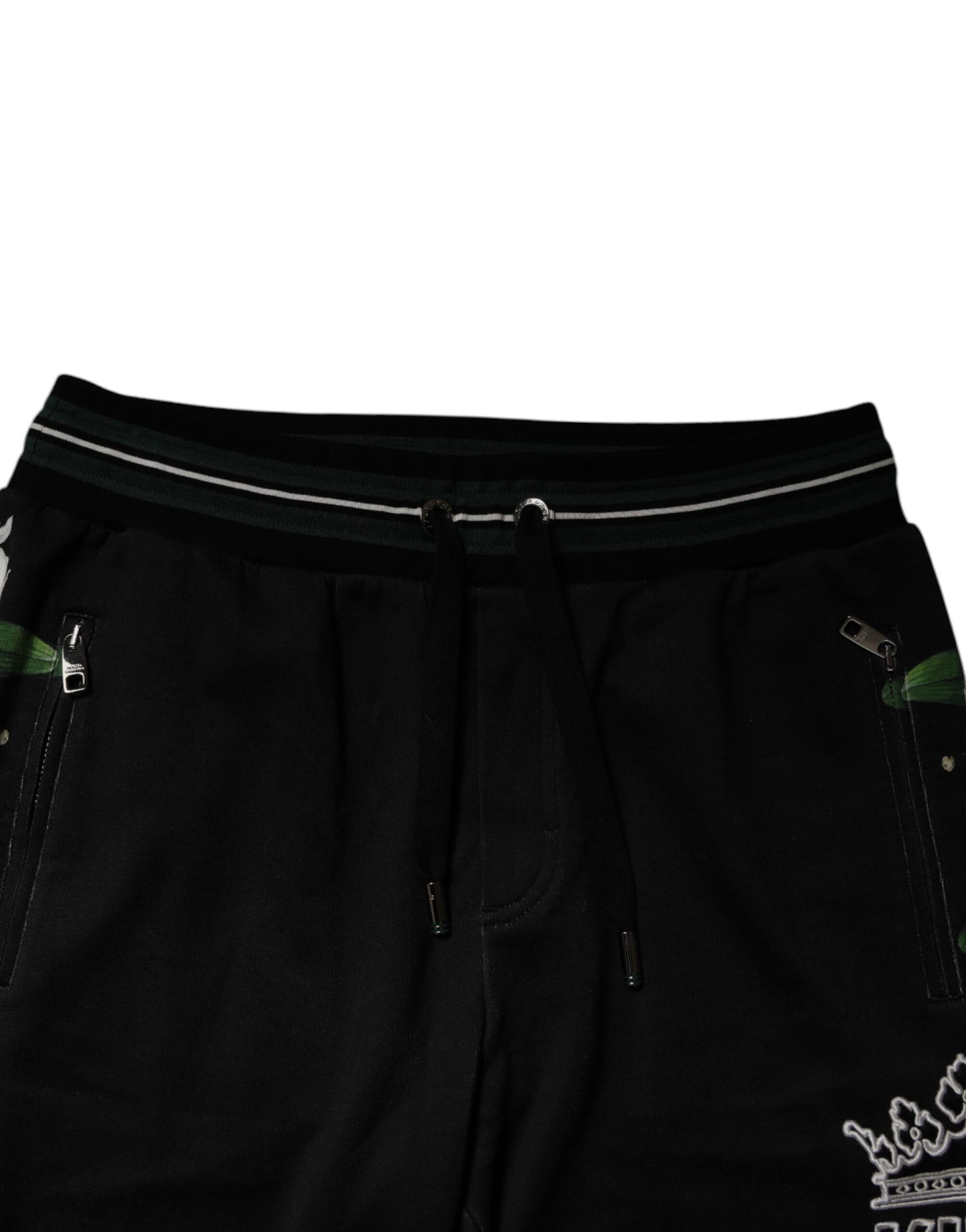 Dolce &amp; Gabbana Svarta Blommiga King Herr Jogger Träningsbyxor