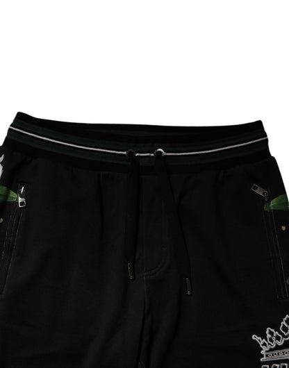 Dolce &amp; Gabbana Svarta Blommiga King Herr Jogger Träningsbyxor