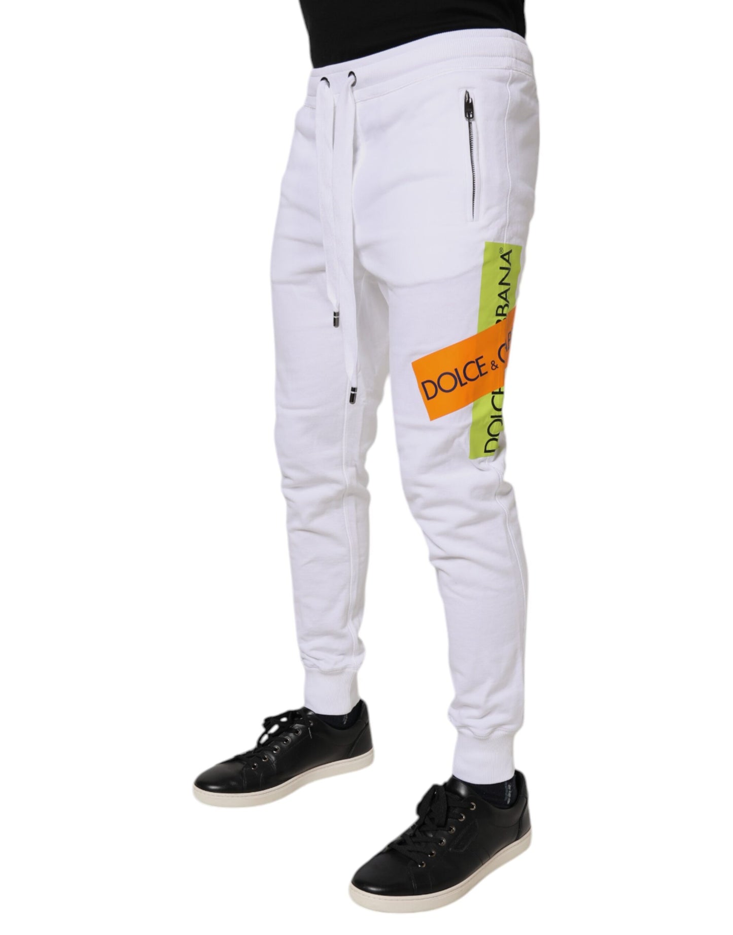 Dolce &amp; Gabbana hvite joggebukser med logobånd i bomull