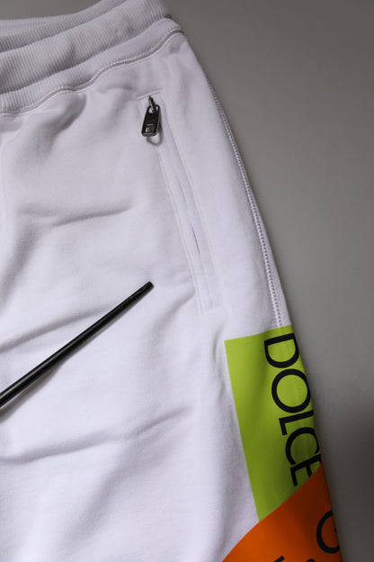Dolce &amp; Gabbana hvite joggebukser med logobånd i bomull