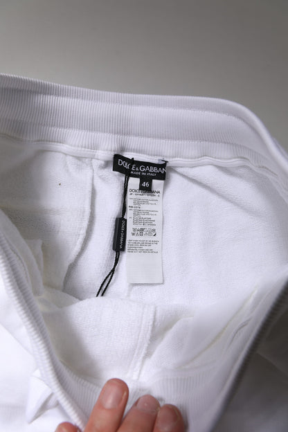 Dolce &amp; Gabbana hvite joggebukser med logobånd i bomull