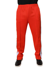 MSGM Red White Mid Waist Men Jogger Sweatpants Pants