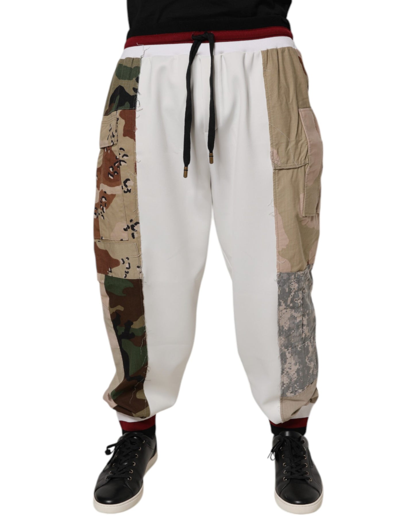 Dolce &amp; Gabbana Hvite Kamuflasje Patchwork Joggebukser Bukser