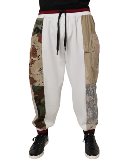 Dolce &amp; Gabbana Hvite Kamuflasje Patchwork Joggebukser Bukser