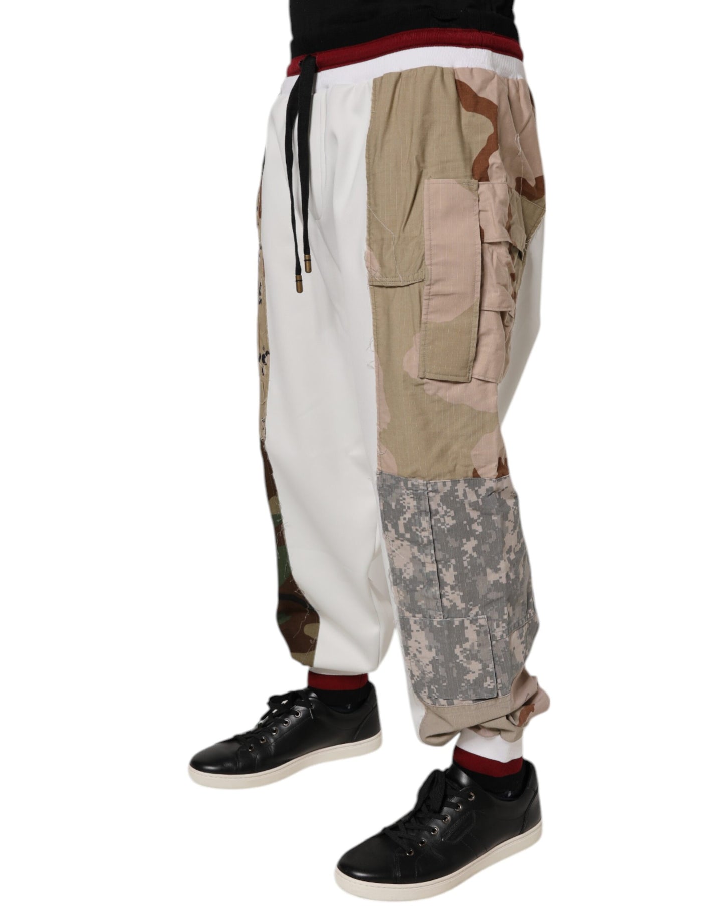 Dolce &amp; Gabbana Hvite Kamuflasje Patchwork Joggebukser Bukser