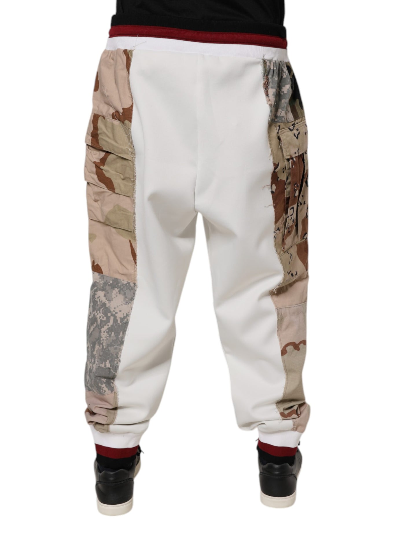 Dolce &amp; Gabbana Hvite Kamuflasje Patchwork Joggebukser Bukser