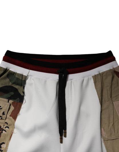Dolce &amp; Gabbana Hvite Kamuflasje Patchwork Joggebukser Bukser