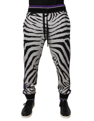 Dolce & Gabbana Black White Zebra Men Jogger Sweatpants Pants