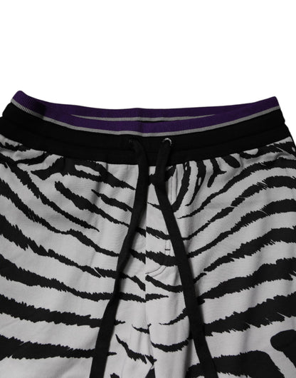 Dolce &amp; Gabbana Svarta Vita Zebra Herr Jogger Träningsbyxor Byxor