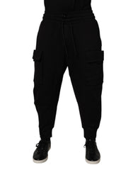 Dolce & Gabbana Black Cotton Men Cargo Jogger Sweatpants Pants