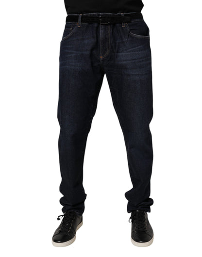 Dolce &amp; Gabbana mörkblå bomullsstretchiga skinny denimjeans