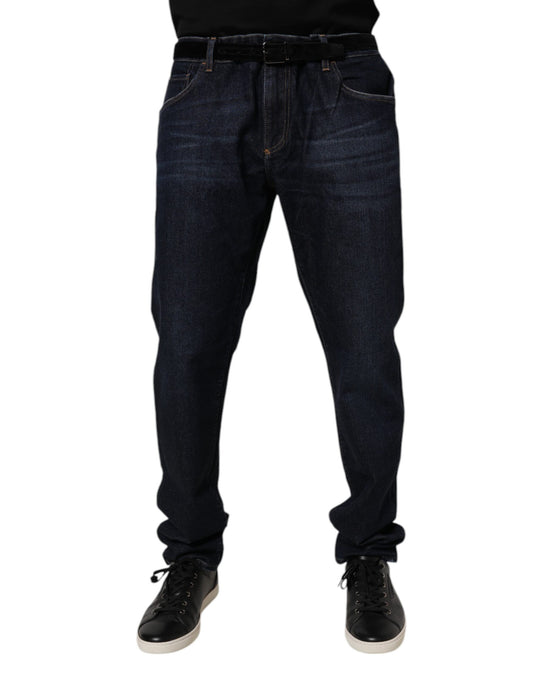 Dolce &amp; Gabbana mörkblå bomullsstretchiga skinny denimjeans
