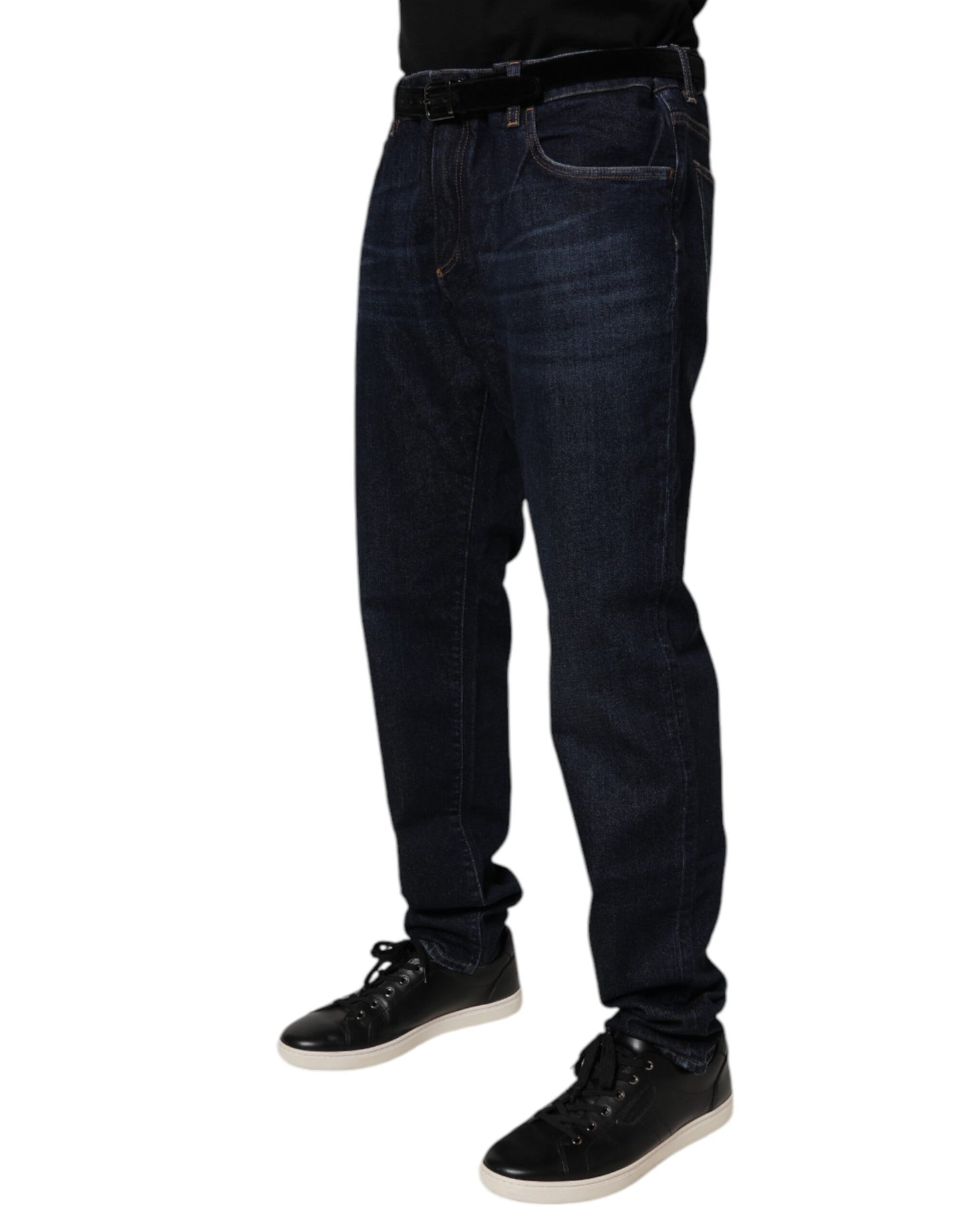 Dolce &amp; Gabbana mörkblå bomullsstretchiga skinny denimjeans