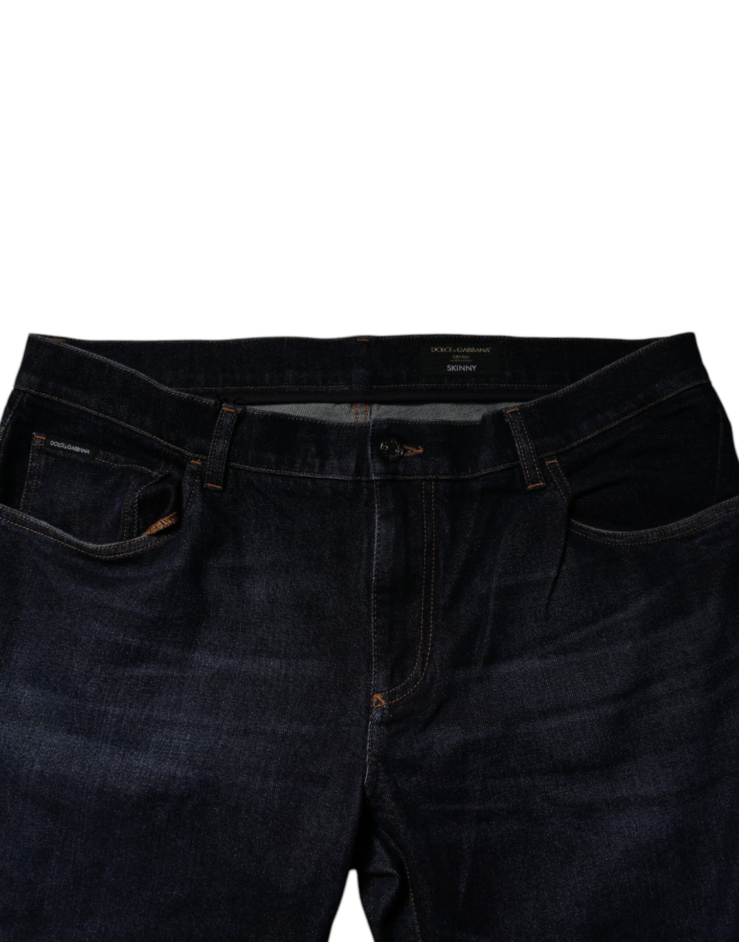 Dolce &amp; Gabbana mörkblå bomullsstretchiga skinny denimjeans